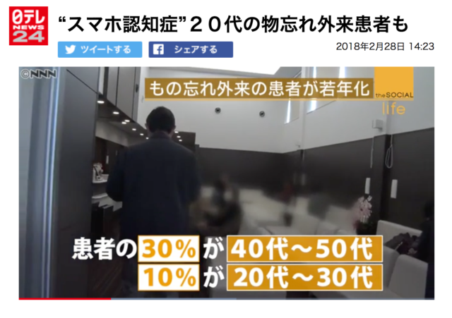 スマホ認知症 ２０代の物忘れ外来患者が増えている これって本当 院長ブログ 五本木クリニック