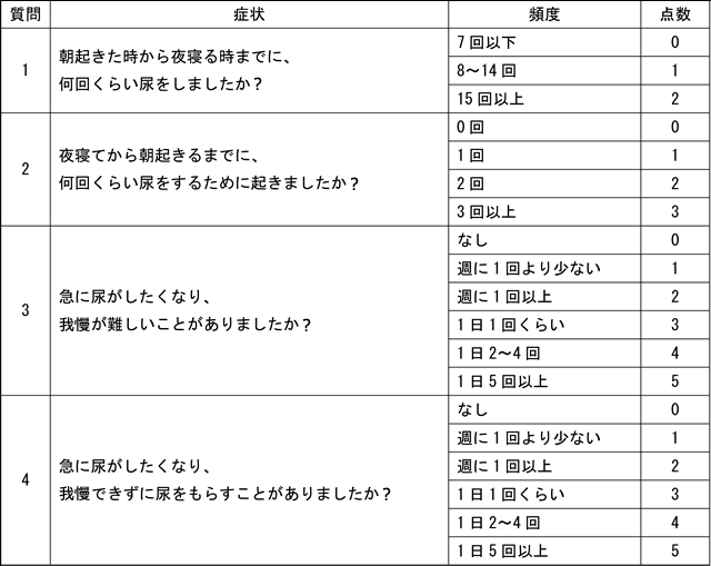 過活動膀胱症状質問票