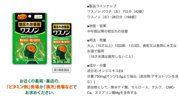 批判します！小林製薬さま「物忘れ改善薬 ワスノン」の作用機序をお教えください！