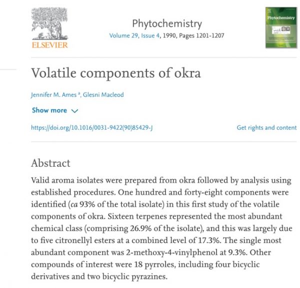 Volatile components of okra