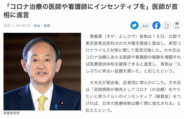 新型コロナ感染症感染症拡大にともなう医療逼迫の原因とされているものは正しいのか？