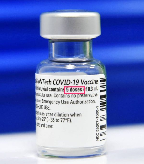 ファイザーの新型コロナ感染症ワクチンの瓶のラベル