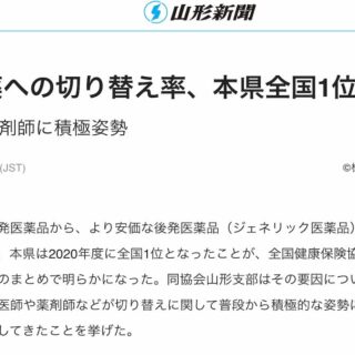 ジェネリックへの切り替え率