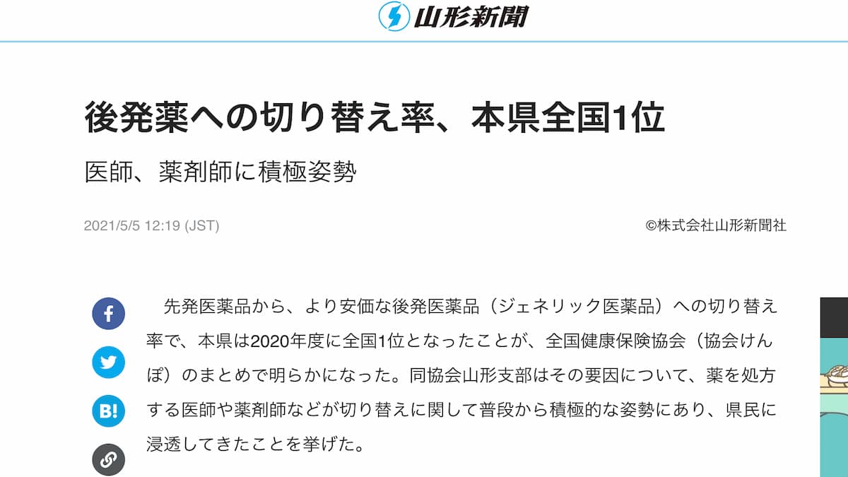 ジェネリックへの切り替え率