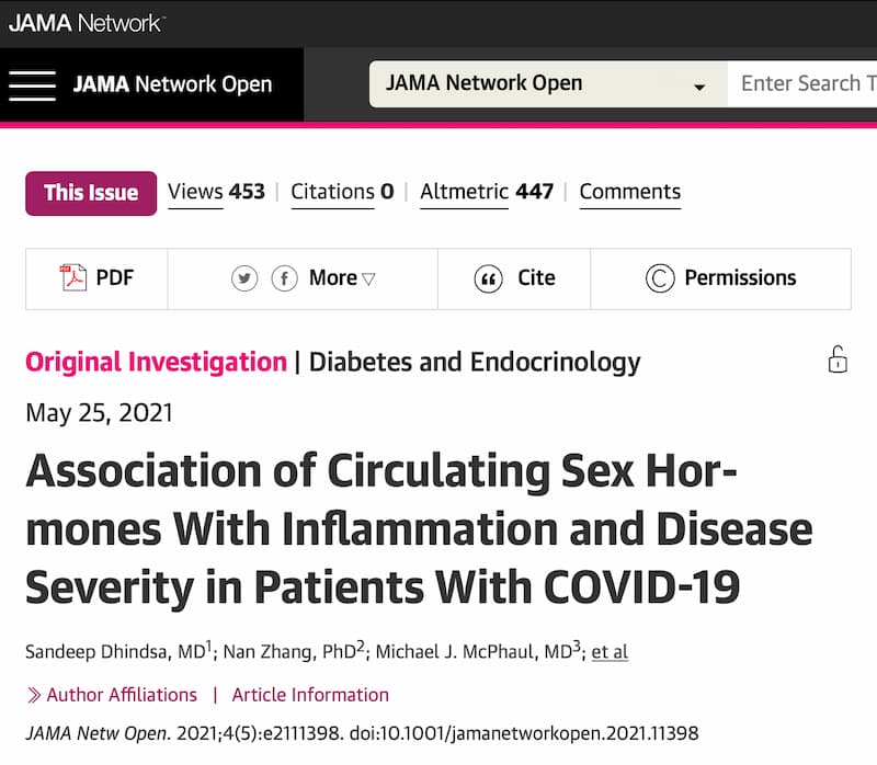 JAMA  感染症の重症化リスクとテストステロンの関係