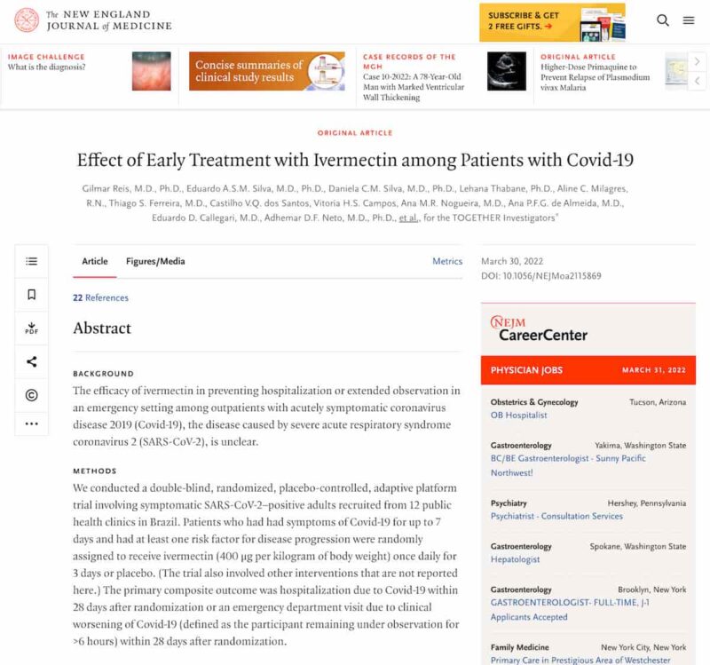 「イベルメクチン効果なし」NEJM