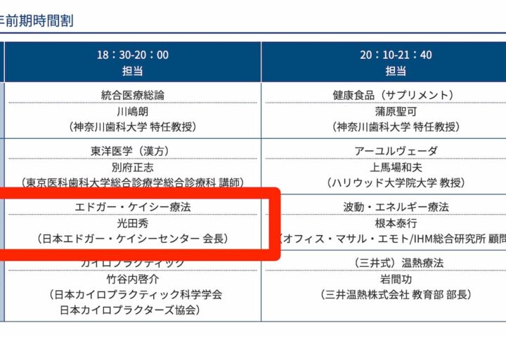 神奈川歯科大学統合医療講座のひとつ「エドガー・ケイシー療法」とは？